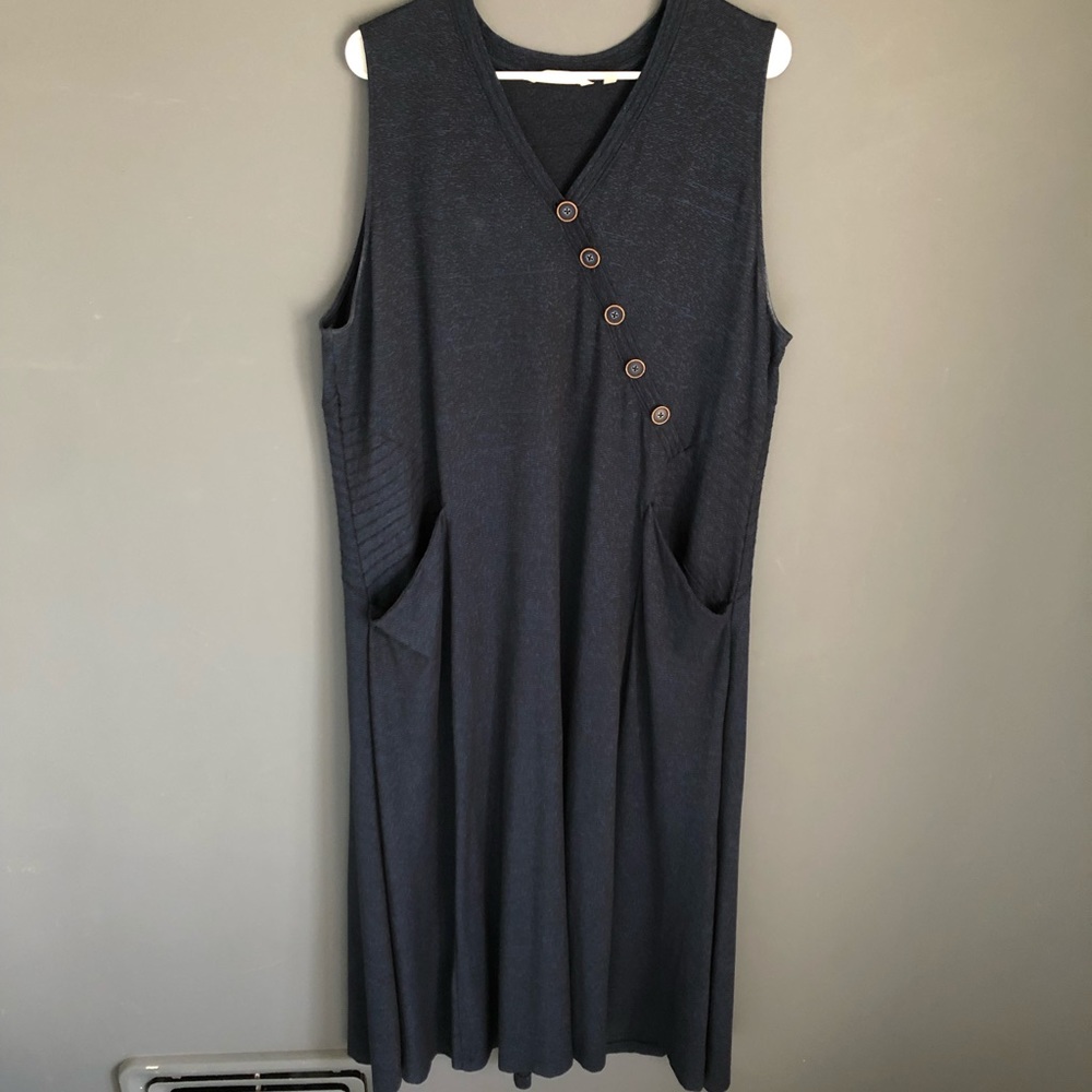 Soft Surroundings Maxi Dress Women Plus Size 2X Navy Marled Sleeveless Stretch